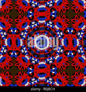 red and blue colors oriental seamless ornament, colorful Stock Vector