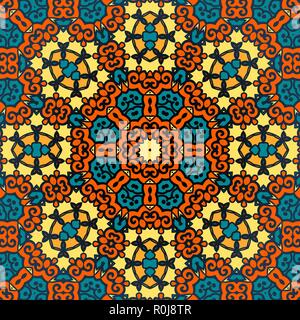 Yellow and brown seamless psychedelic paisley background Stock Vector