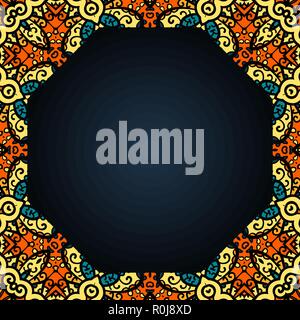 Ornate motif with a lot of copyspace. Round frame for text in the Indian style. Stock Vector