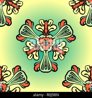 Seamless background made of stylized flowers with gradient. Decorative vintage wallpaper Stock Vector