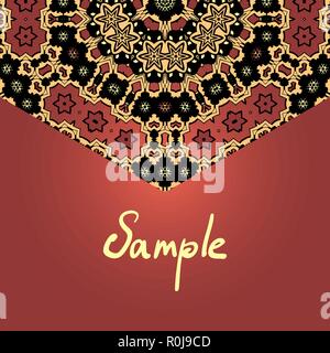 Brown half-full mandala frame. Vector pattern with gradient Stock Vector
