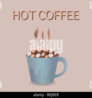 Cup of coffee with marshmallows vector illustration, icon design Stock Vector