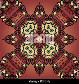 Brown four corner seamless tile. African tribal style Decorative vintage element Stock Vector