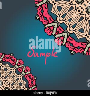 Half mandala frame for text in the Indian style. Stock Vector