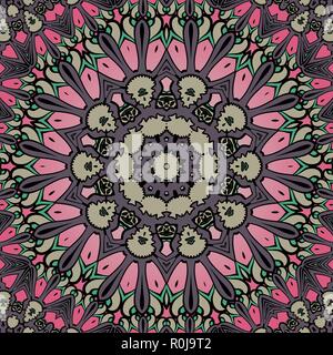 Ornamental round lace tile pattern, circle background with many details, looks like crocheting handmade lace Stock Vector