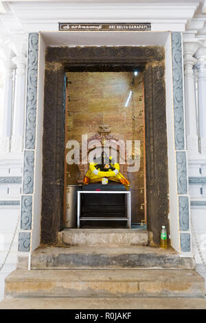 Waterfall hilltop Arulmigu Balathandayuthapani temple on Penang island in Malaysia. Sacre hinduism architecture. Stock Photo