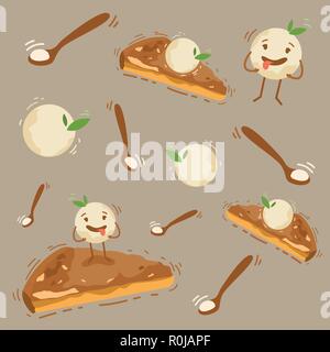Seamless pattern with sweets on a beige background. Vector illustration Stock Vector