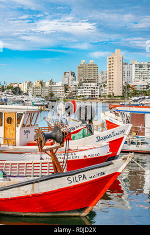 PUNTA DEL ESTE, URUGUAY, OCTOBER - 2018 - Boats parked at port in punta del este city, Uruguay Stock Photo