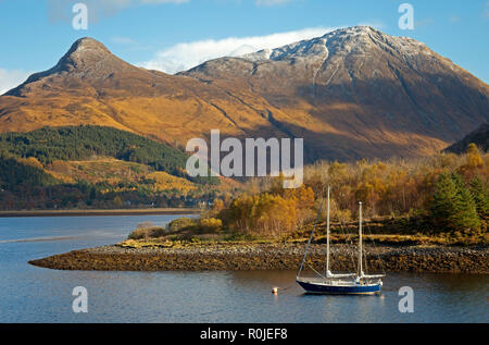 Pap of Glencoe mountain, over Loch Leven from Ballachulish, Lochaber, Scotland, UK Stock Photo