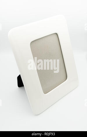White empty picture frame cut out isolated on white background Stock Photo