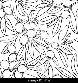 olive vector pattern on white background Stock Vector