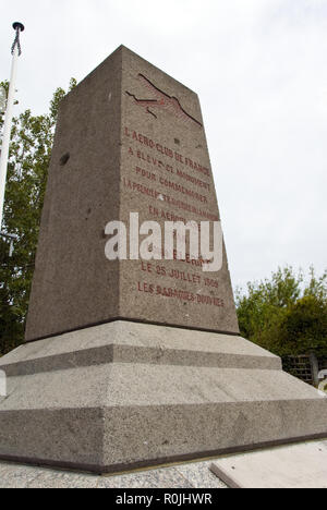 A monument commemorates Louis Bleriot, the first person to fly across the English Channel, in 1909, Sangatte, France. Stock Photo