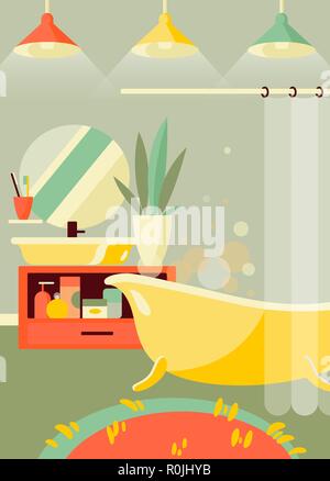Bathroom interior in a flat style. Vector illustration Stock Vector