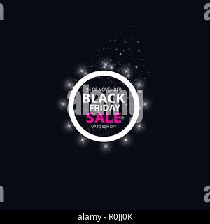 Black friday sale glowing neon sign on the black background. Light vector background for your advertise, discounts and business Stock Vector