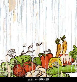 vintage vegetables menu background. Vector food illustration. Stock Vector