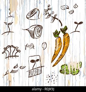 Sketched vegetables menu background. Vector food illustration. Stock Vector