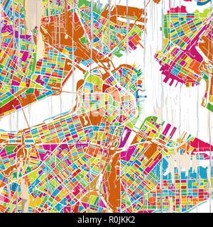 Boston Colorful map. Vintage map series. Stock Vector