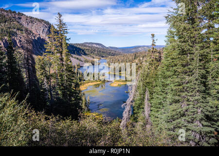 Aerial view of the Twin Lakes area in the Mammoth Lakes basin in the Eastern Sierra mountains, California Stock Photo