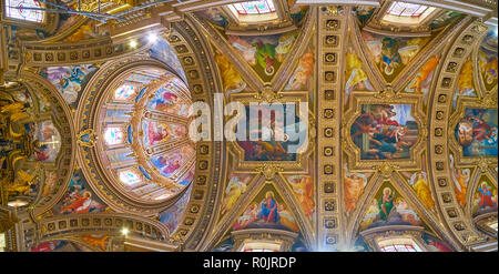 VICTORIA, MALTA - JUNE 15, 2018: The masterpiece Baroque vault and dome of St George Parish Church, decorated with murals, carved plaster details and  Stock Photo