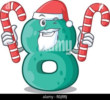 Santa with candy number eight volume logo the mascot Stock Vector