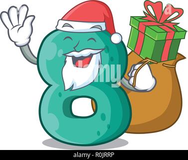 Santa with gift number eight volume logo the mascot Stock Vector