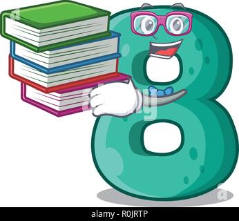 Student with book number eight volume logo the mascot Stock Vector