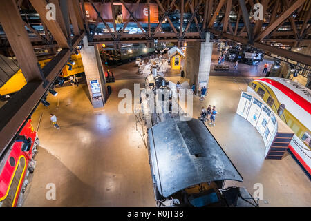 September 22, 2018 Sacramento / CA / USA - People visiting the California State Railroad Museum Stock Photo