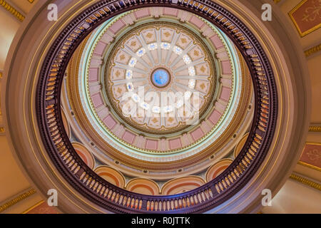 Looking up at the California State Capitol inner dome, Sacramento, California Stock Photo