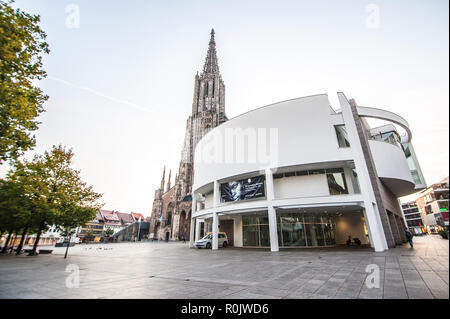 Stadthaus and Ulmer Minster, Ulm city center, Germany Stock Photo