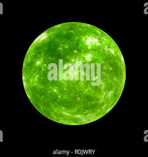 Green exoplanet insolated on black, computer generated abstract background, 3D rendering Stock Photo