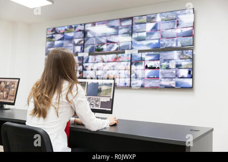 Security system operator. Security surveillance. Stock Photo