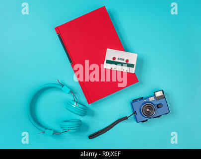 Red book on the green metal table Stock Photo