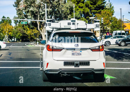 November 1, 2018 Sunnyvale / CA / USA - Vehicle from Apple's fleet currently testing a self driving system; the Company is using Lexus SUVs for the te Stock Photo