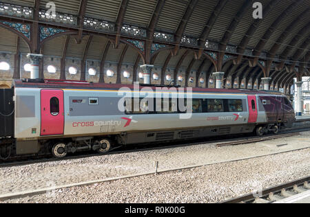 Cross Country train waiting at the railway station platform York North Yorkshire England UK United Kingdom GB Great Britain Stock Photo