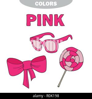 Learn The Color Pink - things that are pink color Stock Vector