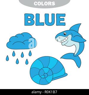 Illustration of isolated color blue group vector. Learn the color. Education set Stock Vector