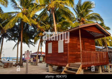 Caye Caulker is a small limestone coral island off the coast of Belize in the Caribbean Sea Stock Photo