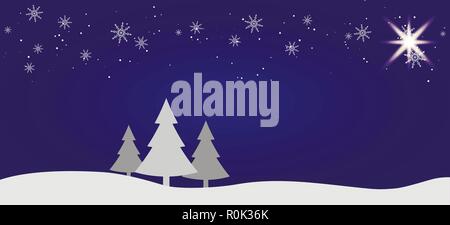 Beautiful Christmas winter flat landscape background. Christmas forest woods with mountains. New Year vector greeting card Stock Vector