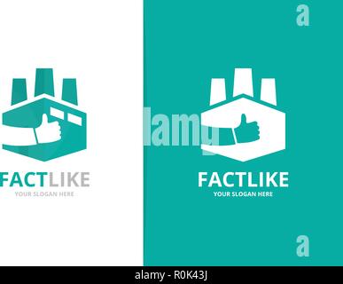 Vector factory and like logo combination. Industry and best symbol or icon. Unique manufacturing and choice logotype design template. Stock Vector