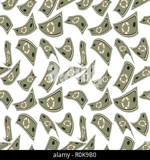Money seamless pattern. Abstract banknotes on a white background. Flat design, vector illustration. Trendy concept for business, print, website, finan Stock Vector