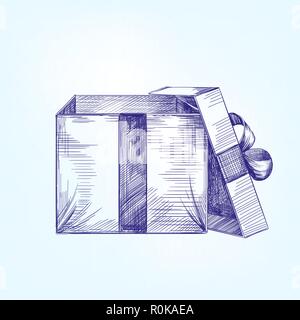 open gift box  hand drawn vector llustration   sketch Stock Vector