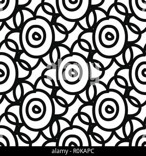 Black stylized flowers on white background. Seamless design. Stock Vector