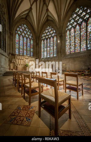 The atmospheric Lady Chapel at Wells Cathedral in Somerset. Stock Photo