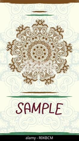 Vertical design wedding invitation card based on traditional tribal mehndi henna art. Vintage decorative elements. Hand drawn background. Indian motif Stock Vector