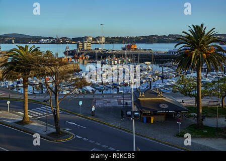 Aerial view of the Ferrol Marina, La Coruña, Galicia, Spain, Europe Stock Photo