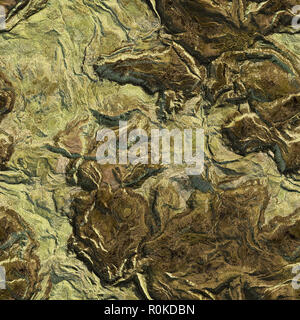 Aerial view from air plane of green nature mountains seamless texture background. 3d illustration Stock Photo