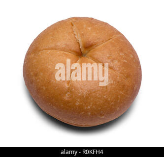 Round Baked Dinner Roll Isolated on a White Background. Stock Photo
