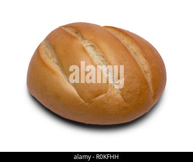 Round Baked Dinner Roll Isolated on a White Background. Stock Photo
