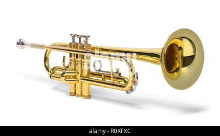 Brass Trumpet Isolated on a White Background. Stock Photo