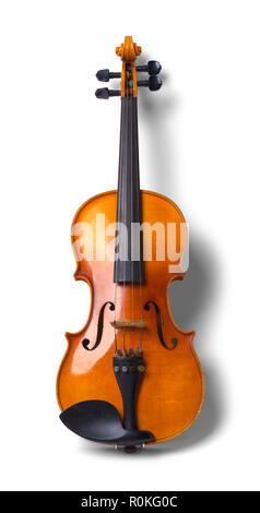 Wood Violin Without Bow Iolated on White Background. Stock Photo